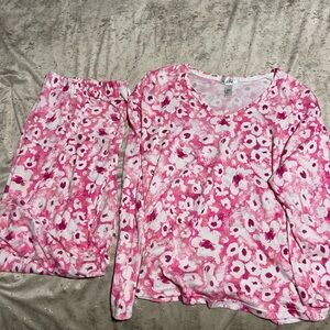 Just Be Pink and White Floral Women Pajama Set